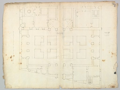 Palazzo Farnese, plan, garden extension (recto) blank (verso)