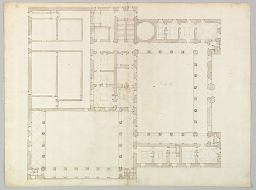 Unidentified building, plan (recto) blank (verso)
