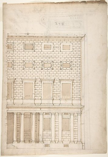 Palazzo Massimo alle Colonne, elevation (recto) Palazzo Massimo alle Colonne, portal, elevation; portal entablature, profile (verso)