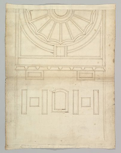 Unidentified, ceiling plan (recto) Pont du Gard, perspective elevation (verso)