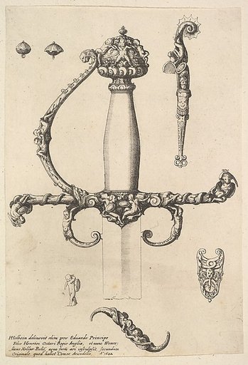 Ornamental sword hilt, from "Military Ornament"