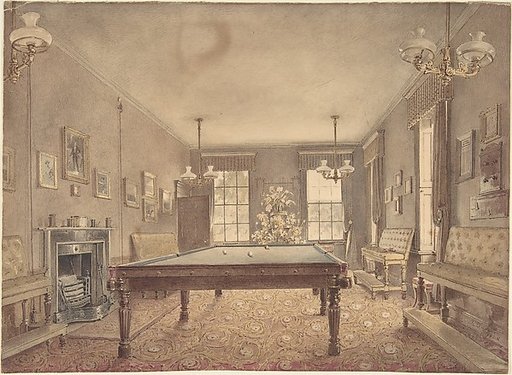 Interior of the billiard room at Lupton House, Devonshire, designed by George Wrightwick for Sir J.B.Y. Buller
