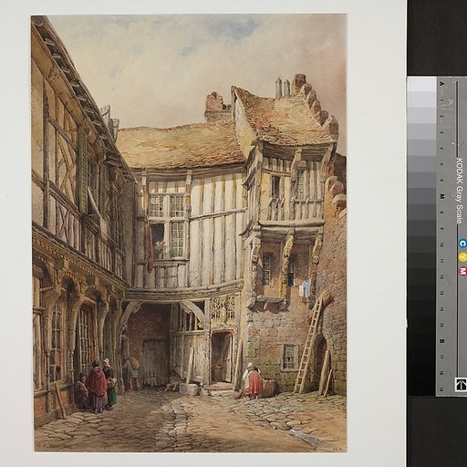 Courtyard of House at no. 29, Rue de la Tannerie, Abbeville, Somme, France; said to be from the reign of François I