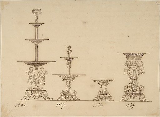 Designs for Serving Trays, a Dish and an Urn