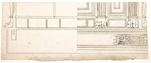 Unidentified building, elevation and section elevation (recto) Corinthian column base, elevation (verso)