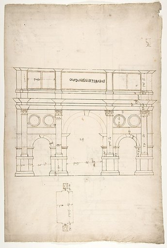 Arch of Constantine, elev, partial plan (recto) Arch of Constantine, profiles of base, shaft and entablature (verso)