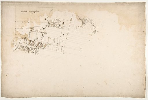 Unidentified, cornice, projection (recto) blank (verso)