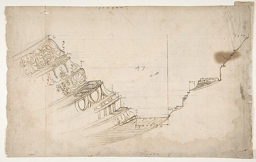 Domus Augustiana, cornice, profile projection (recto) Ara Grimani, base (verso)