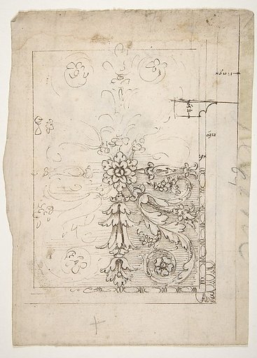 Temple of Castor and Pollux, soffit panel, ceiling plan (recto) Unidentified, stucco or fresco, details (verso)