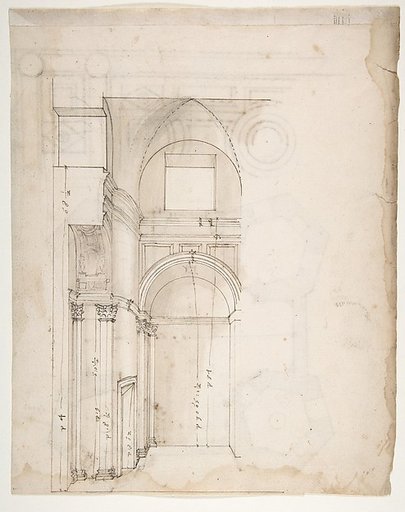 S. Giovanni Laterno, Oratorio della Santa Croce, section, perspective (recto) blank (verso)