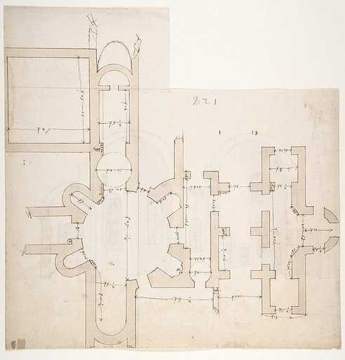 S. Giovanni Laterano, Centocelle, plan (recto) S. Giovanni Laterano, Centocelle, section (verso)