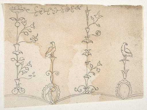 Domus Aurea, unidentified, grotteschi, details (recto) blank (verso)