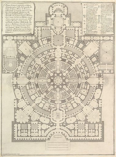Plan of a spacious and magnificent College designed after the ancient gymnasia of the Greeks and the baths of the Romans..., from "Opere Varie di Architettura, prospettive, grotteschi, antichità; inventate, ed incise da Giambattista Piranesi Architetto Veneziano" (Various Works of Architecture, pers