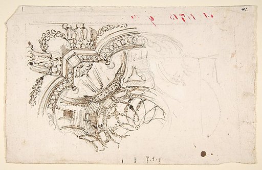 Study for the Decoration of a Vault (recto); Faint Sketches of Ornamental Patterns (verso)