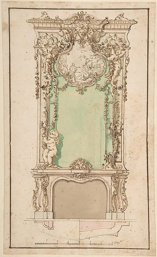 Design for Mantelpiece and Elaborate Overmantel