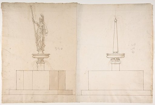 Two Plans and Elevations for Fountains