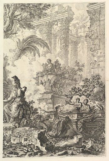 Frontispiece, with Statue of Minerva, from "Vedute di Roma"