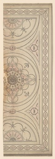 Half Plan of a Ceiling with an Oval Center and Semicircular Ends