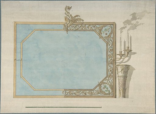 Design for a Oblong Mirror with Sconces