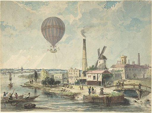 Mr. Green in the Albion Balloon, Having Ascended from Vauxhall Gardens, August 12, 1842