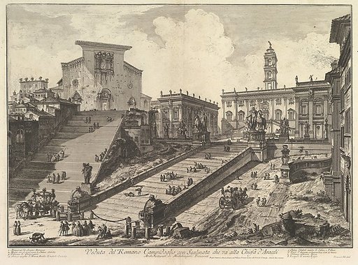 The Capitol and the steps of S. Maria in Aracoeli (Veduta del Romano Camipidoglio con scalinata che va alla chiesa d'Araceli)