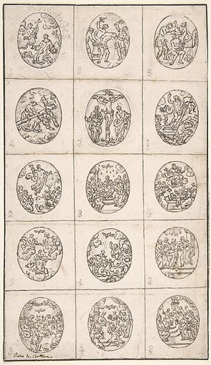 15 Oval Scenes From the Life of Christ and a Scene of a Saint Adoring the Holy Cross