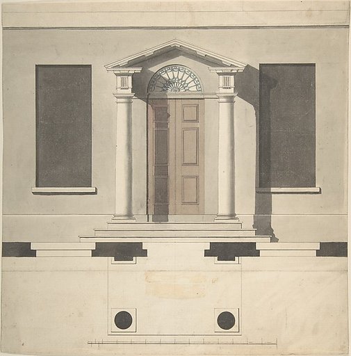 Design for a Doric Porch, Plan and Elevation