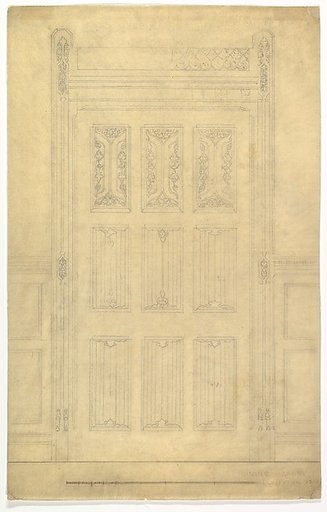 Carved Wood Door for Dining Room, Leighton Hall