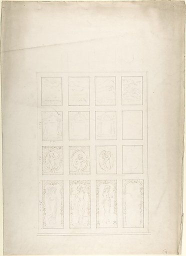 Design for Panelled Ceiling with Figures and Carving