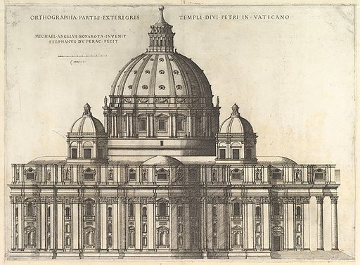 Elevation Showing the Exterior of Saint Peter's Basilica from the South as Conceived by Michelangelo (published in 1569), from "Speculum Romanae Magnificentiae"