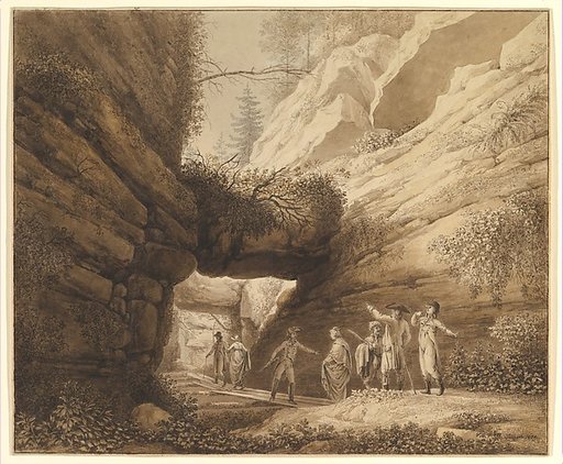 Travelers at the Rock Arch in the Uttewalder Grund