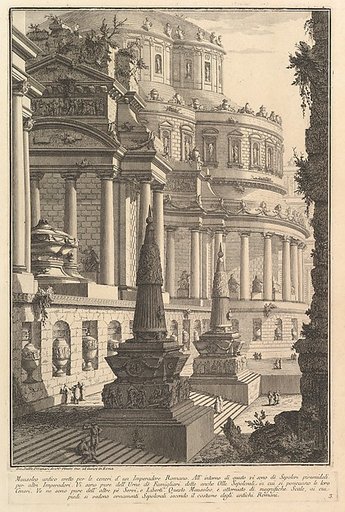 Ancient mausoleum erected for the ashes of a Roman Emperor (Mausoleo antico eretto per le ceneri d'un Imperadore Romano), from "Prima Parte di Architettura, e Prospettive"