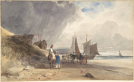 Figures on a beach in northern France
