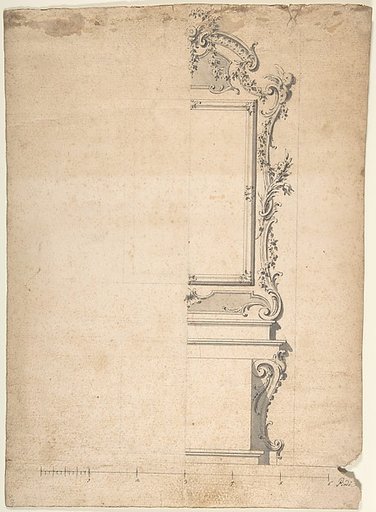 One Half of a Design for a Wall with a Panel or a Mirror