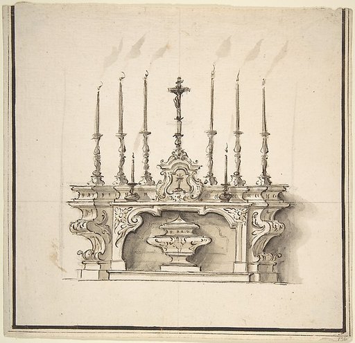 Design for an Altar With Six Large Candelabra