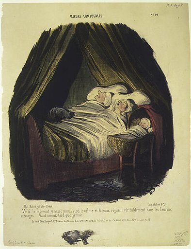 Voilà le moment (passé minuit), ou le calme et la paix régnent véritablement dans les heureux menages (Moeurs Conjugales, No. 29)