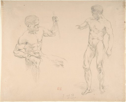 Seated and Standing Male Nudes, after photographs by Eugène Durieu