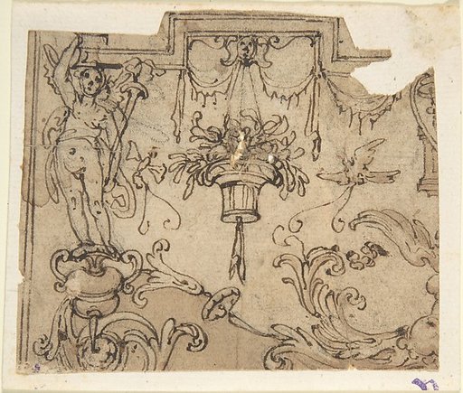 Fragment of a Scheme with Grotesque Decorations (recto); Fragment of an Ornament Design after the Antique (verso)
