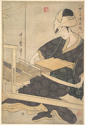 A Woman Weaving, Seated at a Hand Loom