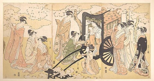A Cherry-Viewing Excursion by a Noble Lady and Attendants