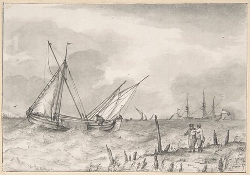 Choppy Sea with Boats near the Coast