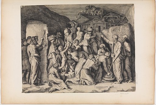 Moses Telling the Israelites to Gather Manna and Moses Striking the Rock