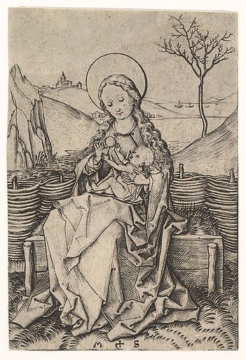 Virgin and Child on a Grassy Bench