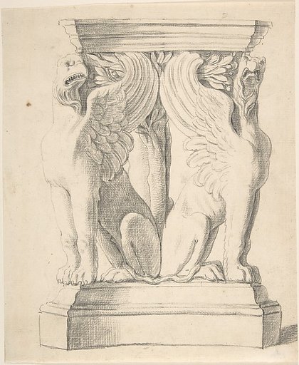 Sketch of a Classical Pedestal with Griffins