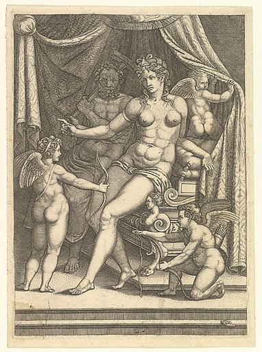 Venus and Vulcan Seated on a Bed and Three Putti