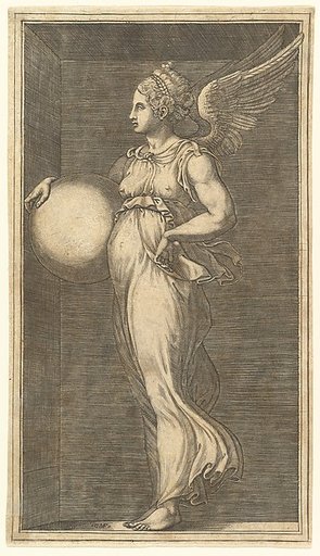 Female Winged Allegorical Figure Holding a Sphere