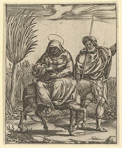 The Virgin of Sorrows: The Flight into Egypt; one of nine surrounding compartments from the Virgin of Sorrows, now separated