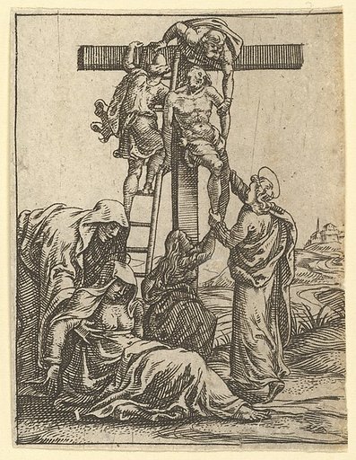 The Virgin of Sorrows: The Descent from the Cross; one of nine surrounding compartments from the Virgin of Sorrows, now separated