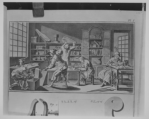 Fourbisseur (Swordmaking) (plate VII, Fourbisseur section, Encyclopédie, or Recueil de Planches sur les Sciences, les Arts Mechaniques..., vol. IV)
