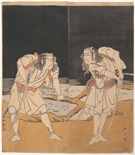 Duel Scene from the Kabuki Drama, "A Soga Pattern Dyed to Order" (Ōatsurae-zome Soga Hinagata)